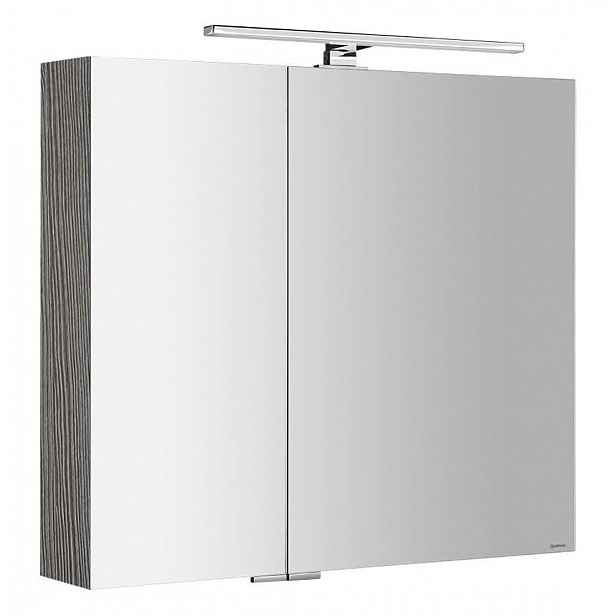 Sapho Mirró - Zrcadlová skříňka s LED osvětlením 80x70x16 cm, 2x dvířka, dub stříbrný MC080-0011