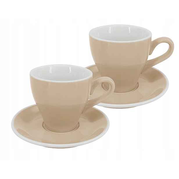 Set 2 ks Latte šálek s podšálkem Milano, 220 ml, slonová kost