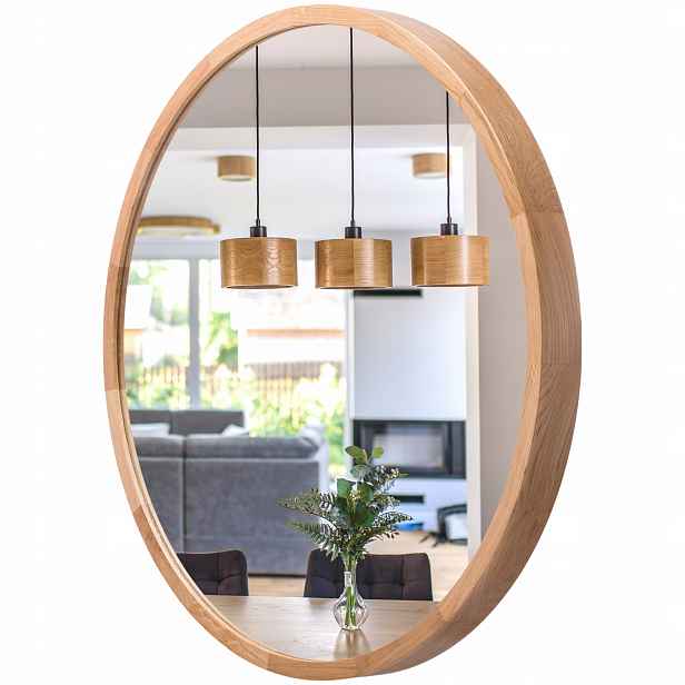 Zrcadlo 60 cm Leja kulaté fi575 Dub dřevěné Stylové