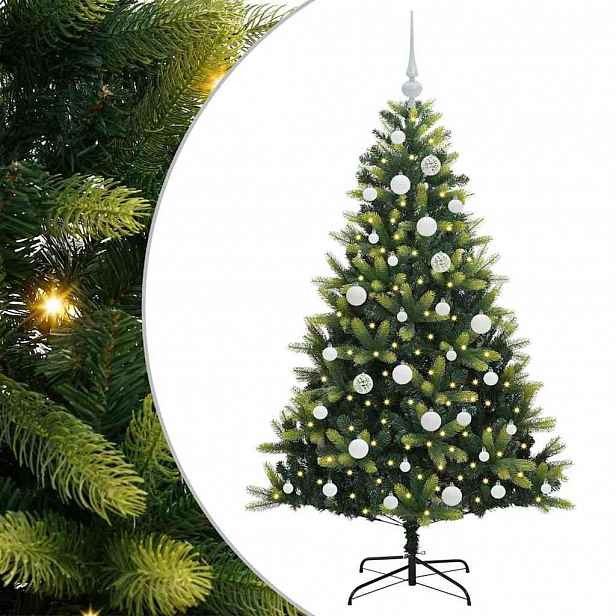 vidaXL Umělý zavěšený vánoční stromeček 150 LED Zelená 150 cm PVC a PE