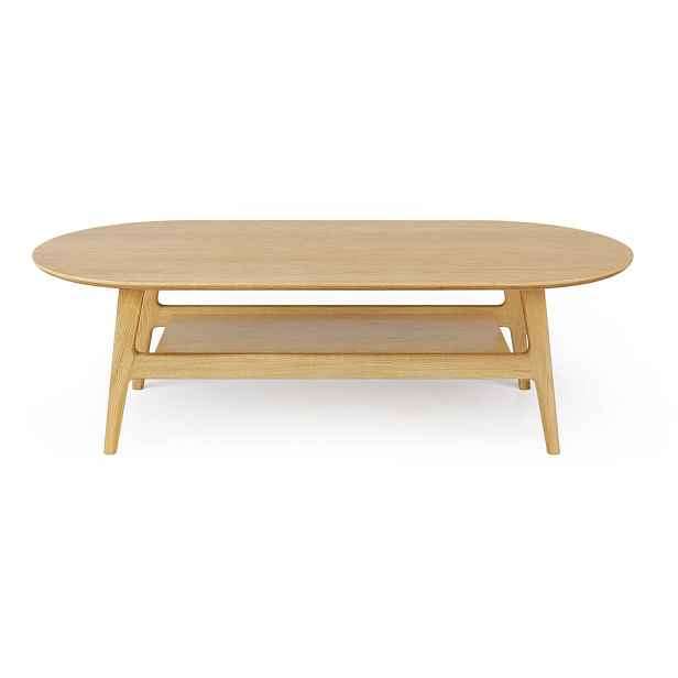 Konferenční stolek v dekoru dubu v přírodní barvě 60x130 cm Curved – Woodman