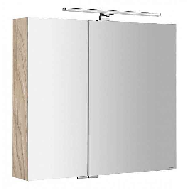 Sapho Mirró - Zrcadlová skříňka s LED osvětlením 80x70x16 cm, 2x dvířka, jilm bardini MC080-0013