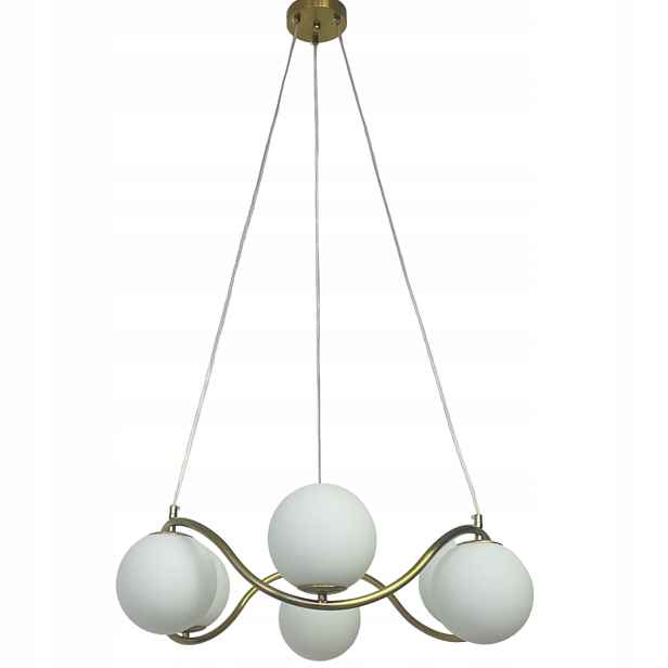 Závěsná Stropní Lampa Lustr Kule zlatá Moderní Led mléčná