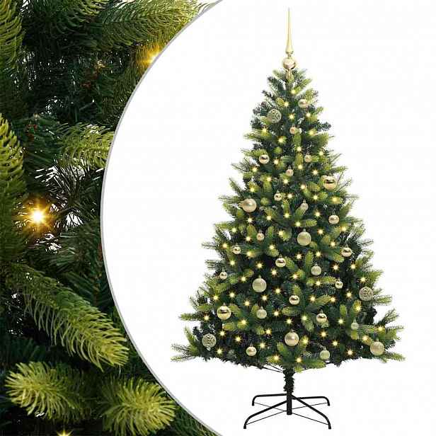 vidaXL Umělý zavěšený vánoční stromeček 150 LED Zelená 150 cm PVC a PE