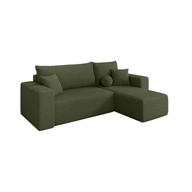 ALTDECOR ROHOVÁ SEDAČKA s funkcí spaní, otoman vpravo SENO-L 249x139x85 zelená bouclé