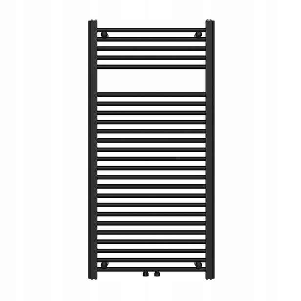 Koupelnový radiátor Vysoký 1120x550 mm Výkon 495 W Jednoduchý, Žebříkový, Černý