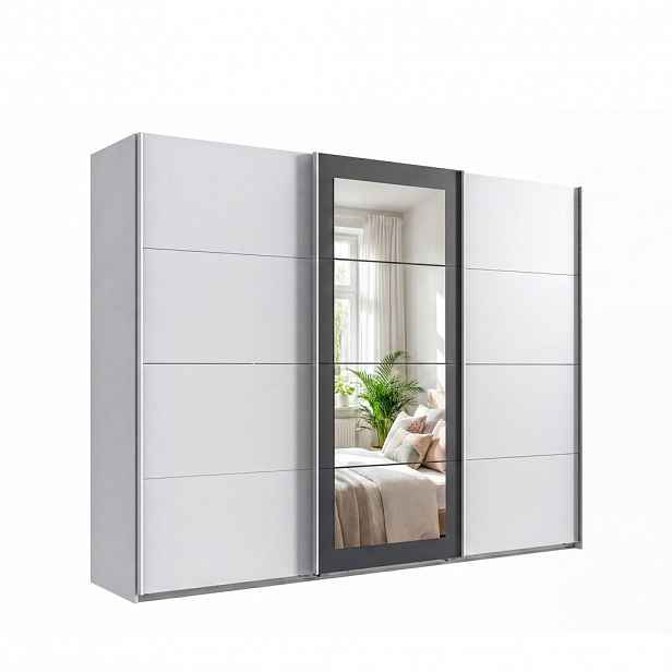 luma-home SKŘÍŇ S VZDUŠNÝMI DVEŘMI, 3dveřová, šířka 270 cm, výška 208 cm, hloubka 64 cm, šatní skříň v bílé barvě, úchytky bílé / 22629