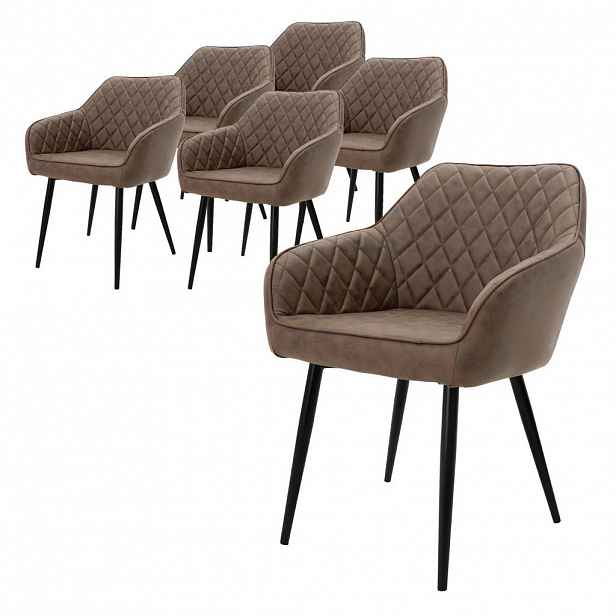 ML-DESIGN JÍDELNÍ ŽIDLE, sada 6 ks, hnědá, potah z umělé kůže