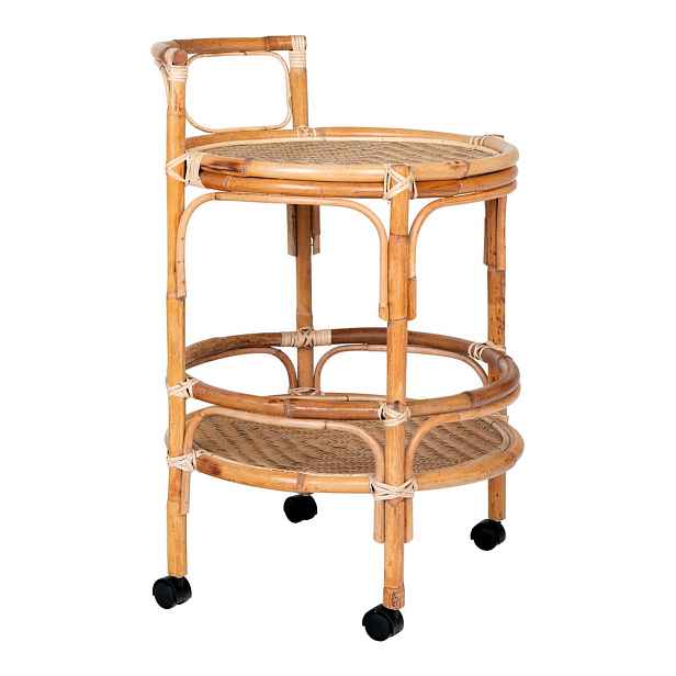 Ratanový servírovací stolek na kolečkách ø 55 cm Zaragoza – House Nordic