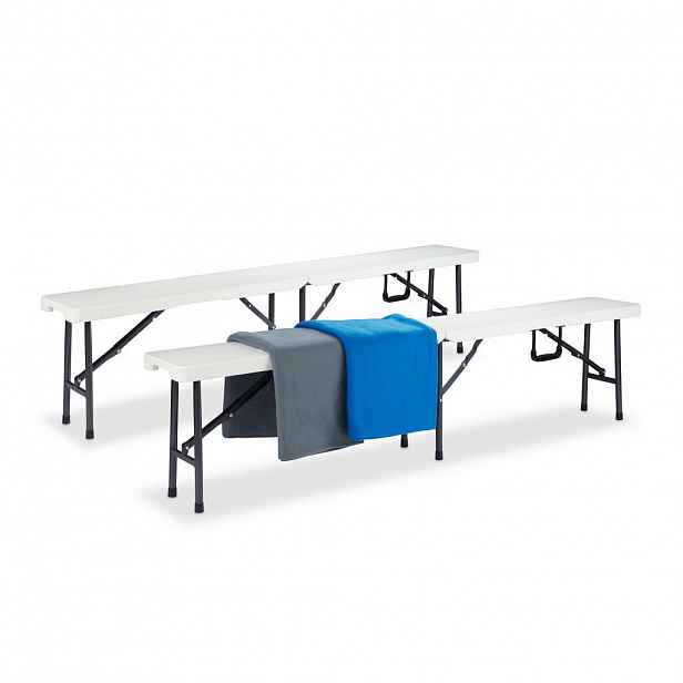 Relaxdays LAVICE Bílá 2er-Set skládací plast kov 181 cm