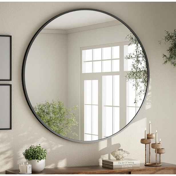 Zrcadlo kulaté Beautypeak 60 cm, černý hliníkový rám
