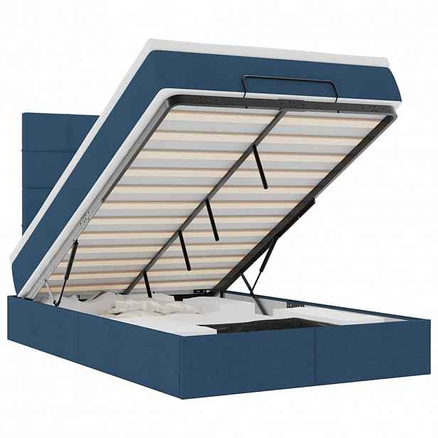 vidaXL Osmanský rám postele s matrací modrá 120x200cm textil