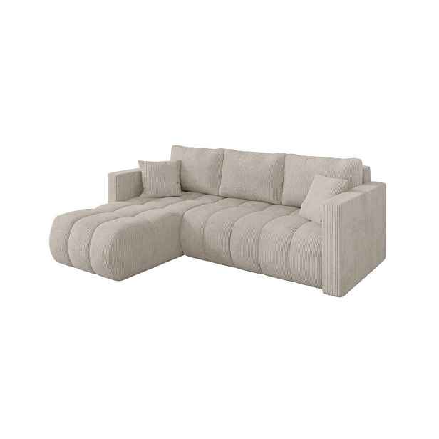 ALTDECOR ROHOVÁ SEDAČKA s funkcí spaní, otoman vlevo GARD-L 226x146x85 krémová manšestr