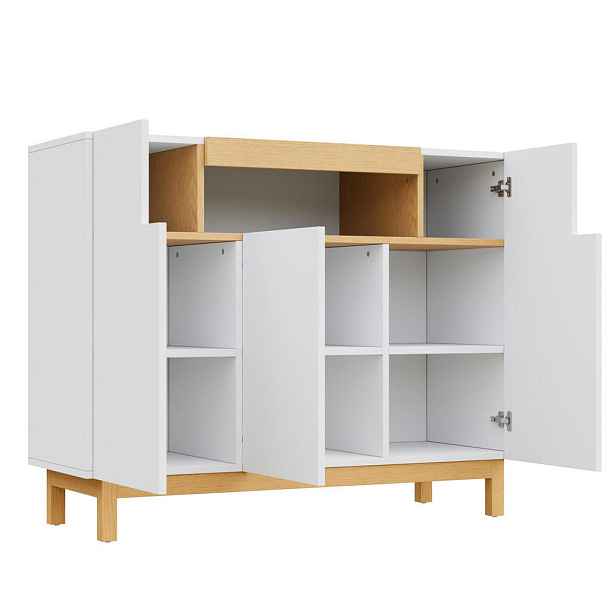 Modenvie SIDEBOARD z dřevotřísky, 120,5/42/96 cm, bílá v dekoru dřeva