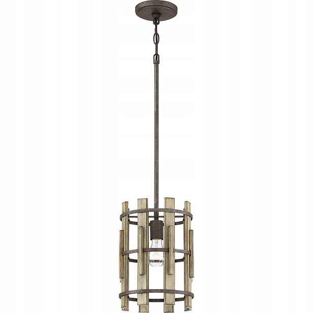 Závěsná lampa Quoizel Wood Hollow E27 100W Rustikální černá, kov