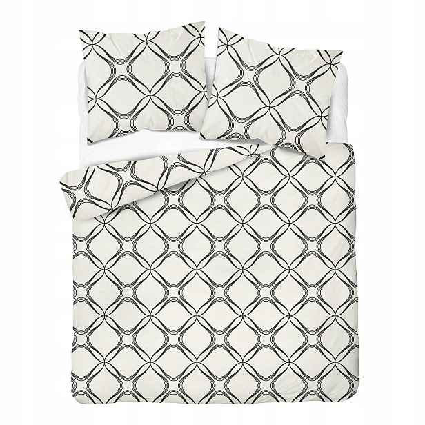 Povlečení 180x200 bílá šedá s geometrickým ornamentem Home Satin