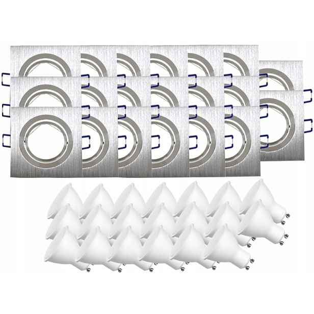 20x Nastavitelná Hliníková Lampa Stropní Lampa Inox 7W Led Žárovky