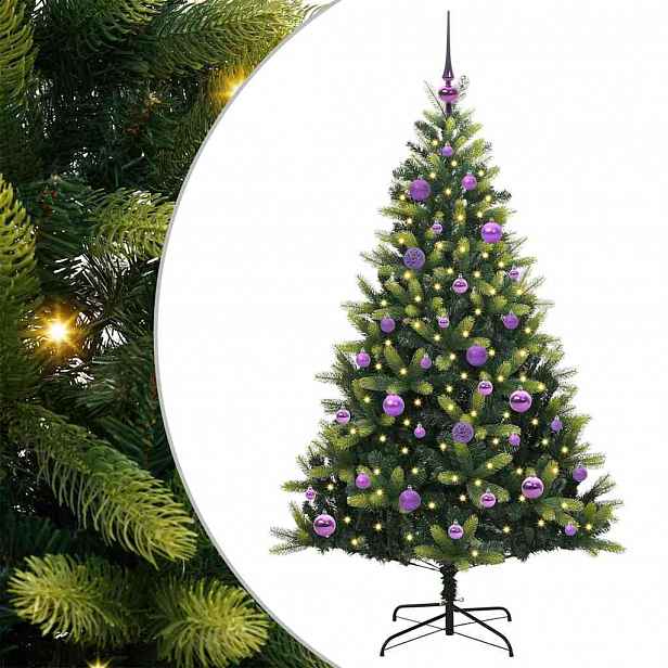 vidaXL Umělý zavěšený vánoční stromeček 150 LED Zelená 150 cm PVC a PE
