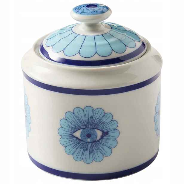 Cukřenka s víkem Jonathan Adler porcelánová Delft Blue bílomodrá
