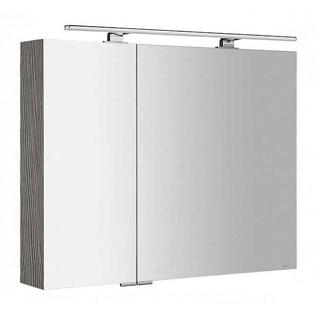 Sapho Mirró - Zrcadlová skříňka s LED osvětlením 90x70x16 cm, 2x dvířka, dub stříbrný MC090-0011