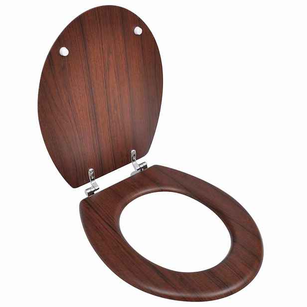 vidaXL WC sedátko MDF s víkem jednoduchý design hnědé