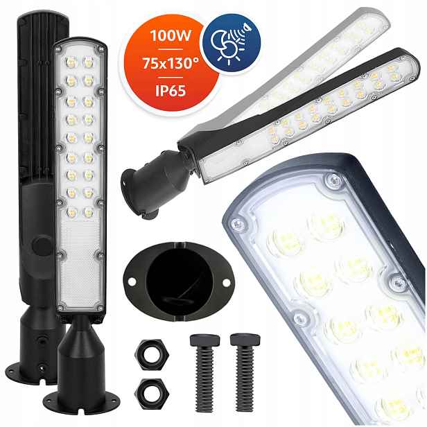 Led silniční pouliční lampa 100 W se senzorem soumraku Barva Neutrální IP65
