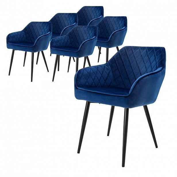 ML-DESIGN JÍDELNÍ ŽIDLE, sada 6 ks, tmavě modrý samet