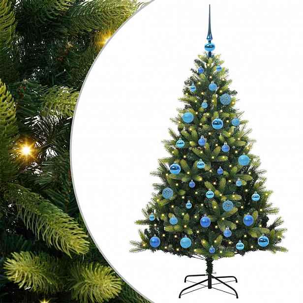 vidaXL Umělý zavěšený vánoční stromeček 150 LED Zelená 150 cm PVC a PE