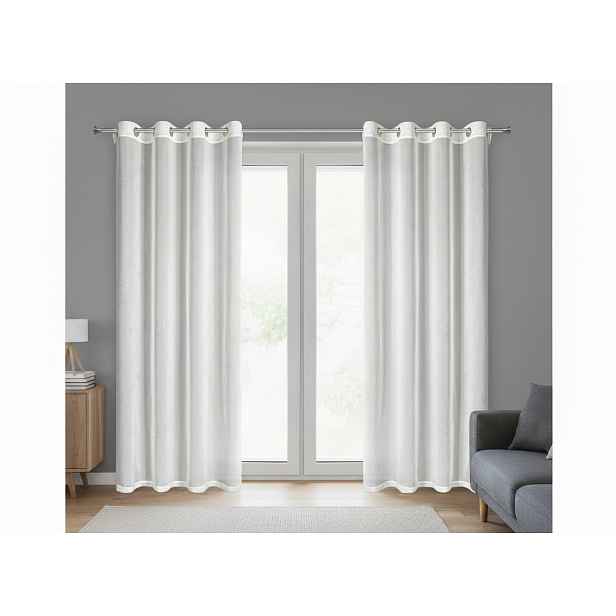 Dekorační vzorovaná záclona s kroužky BELINA bílá zlatý potisk 140x250 cm (cena za 1 kus) MyBestHome