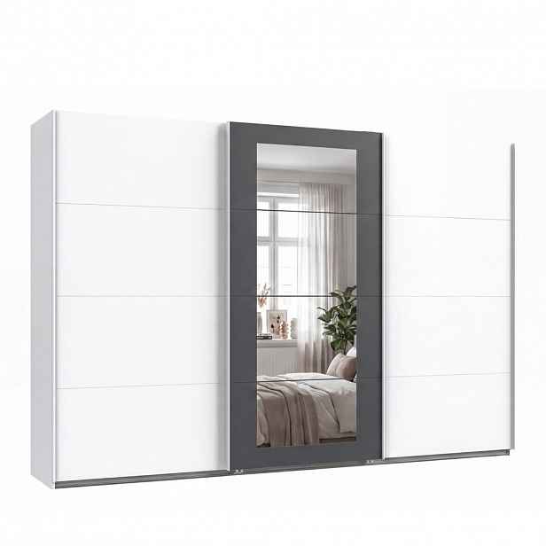 luma-home SKŘÍŇ S VZPĚRNÝMI DVEŘMI, 3dveřová, šířka 313 cm / výška 208 cm / hloubka 64 cm, šatní skříň v bílé barvě, úchytky bílé / 22632