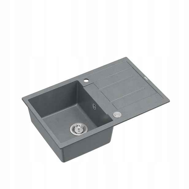 Quadron Morgan 111 Dřez 1-komorový 78x50x22 cm Granit Šedá Stříbrná