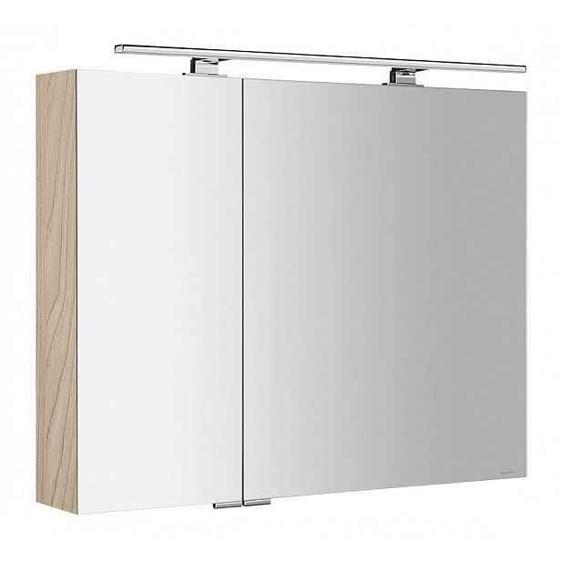 Sapho Mirró - Zrcadlová skříňka s LED osvětlením 90x70x16 cm, 2x dvířka, jilm bardini MC090-0013