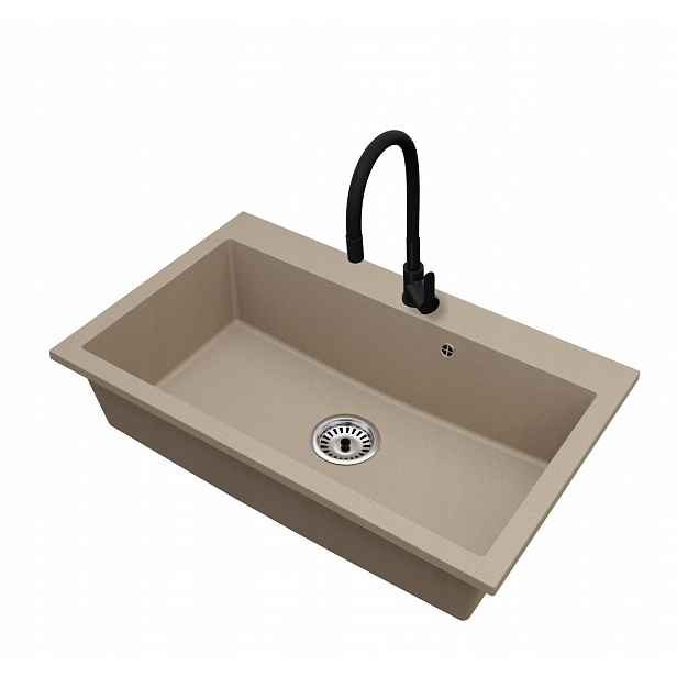 Kuchyňský granitový dřez Jednokomorový Elite 80 Baterie Sifon Chrom