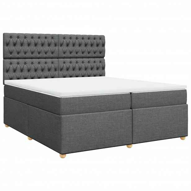 vidaXL Box spring postel s matrací tmavě šedá 200x200 cm textil