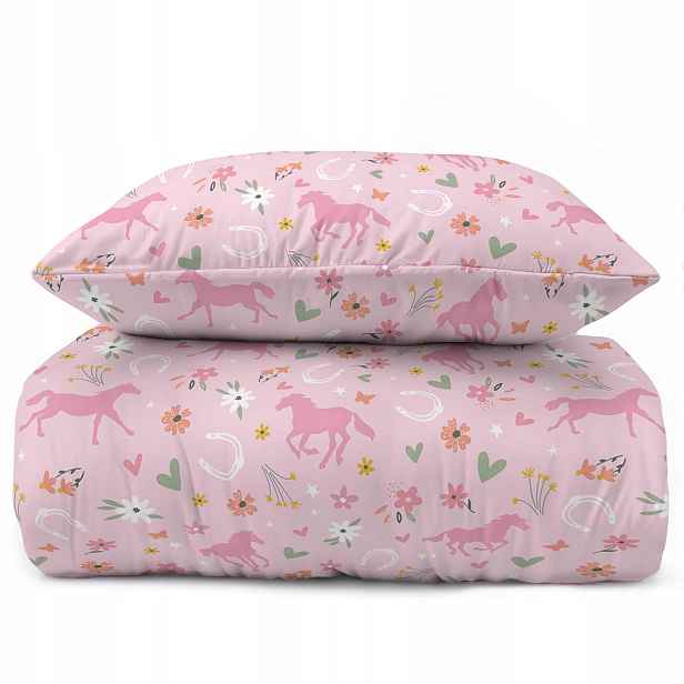 Dětské povlečení Pink Horses Meadow 160cm bavlna Xoxo