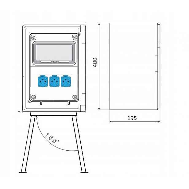 Elektrická skříňka IP65 XC316W se stojanem 3x230V