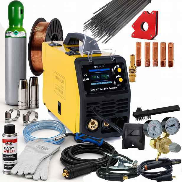 Magnum Mig 207 Alu-Puls Synergie Svařovací stroj Mma Tig Fcaw 200A Igbt SET3