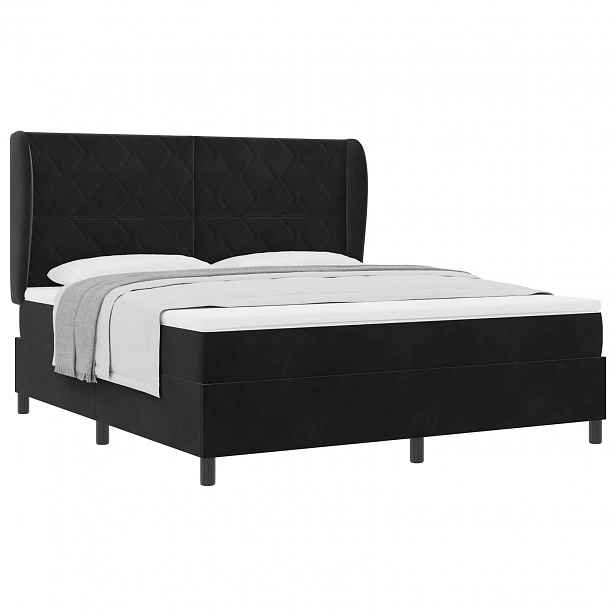 vidaXL Postel s boxspringem s čelo Černý 200 x 180 cm samet