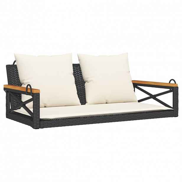 vidaXL Houpací lavice s poduškami černá 109 x 62 x 40 cm polyratan