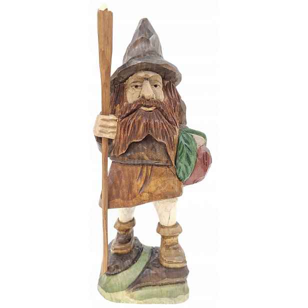 Dřevěný skřítek Dekorace Ozdoba Malovaná figurka Ručně vyřezávaný 30 cm