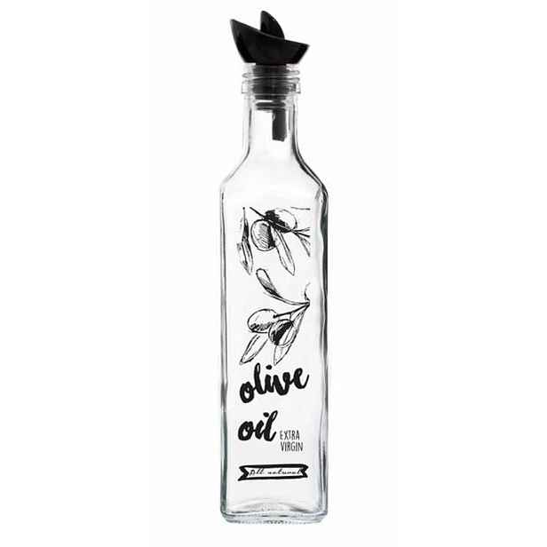 láhev 0,50l OLIVE OIL, čtverc.sklo, nálevka plast