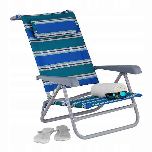 Lehátko Relaxdays, skládací, nastavitelné, modro-zelené