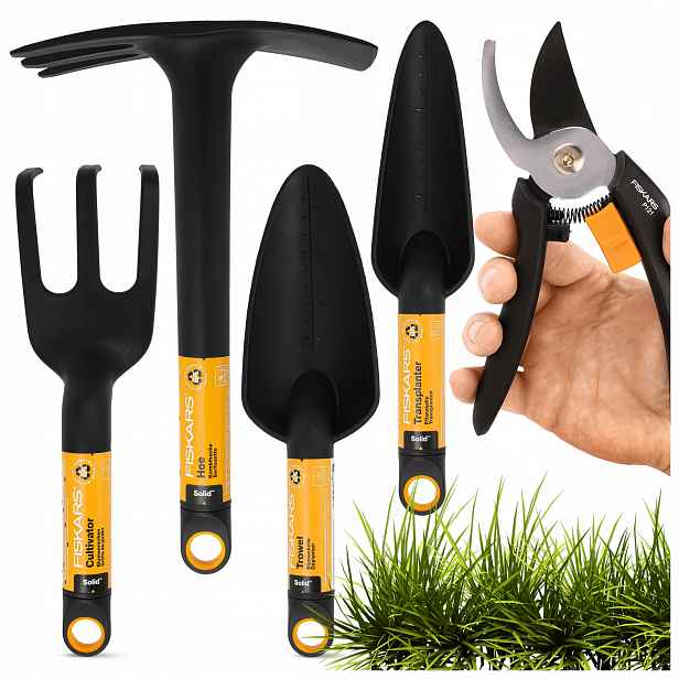 Sada zahradního nářadí Fiskars Solid zahradní nůžky s lopatkami, motyčka 5 ks