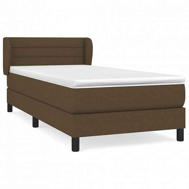 vidaXL Box spring postel s matrací tmavě hnědá 90x200 cm textil