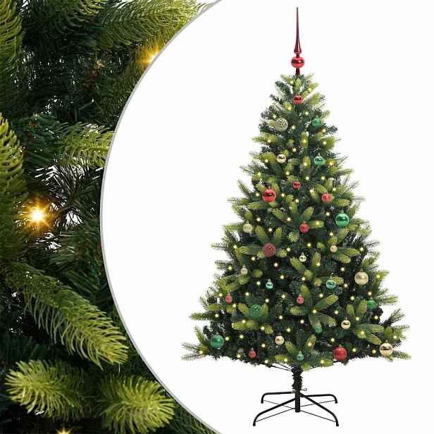 vidaXL Umělý zavěšený vánoční stromeček 150 LED Zelená 150 cm PVC a PE