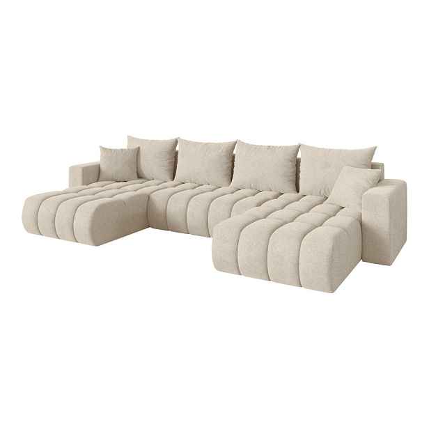 ALTDECOR SEDACÍ SOUPRAVA DO U s funkcí spaní a úložným prostorem MILA-U-v1 378x194x86 krémová velur