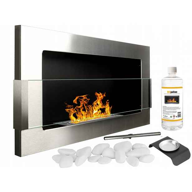 Biokrb Tuv 650x400 stříbrný inox Sklo Bonus Biokominki Gmt 65X40 ****