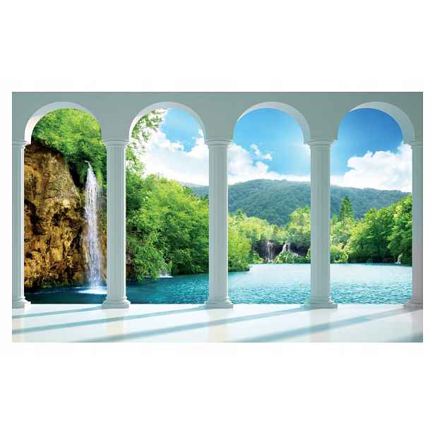Fototapeta Oblouky Voda Krajina Sloupy Jezero Hory Příroda 254x184 lepidlo