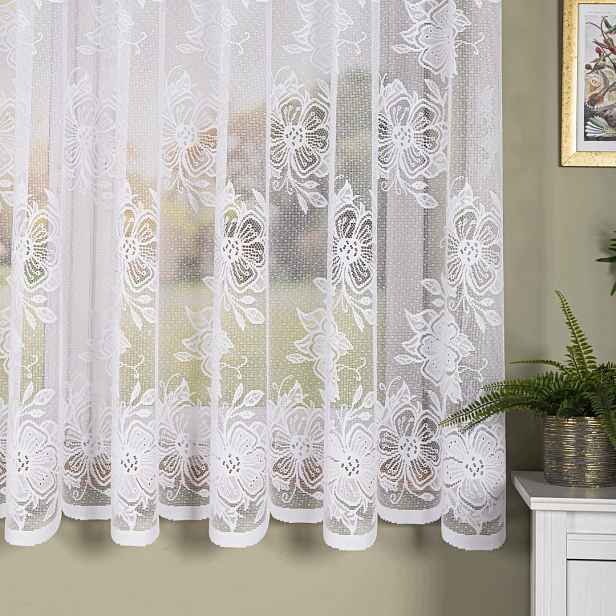 Mg Záclona žakárový vzor po celém obvodu 04713M Bílá 500x155cm Obšité boky Bt