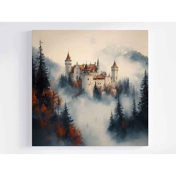 Obraz Na Plátně Canvas Architektura Hrad Palác Pevnost Hory Mlha 50x50